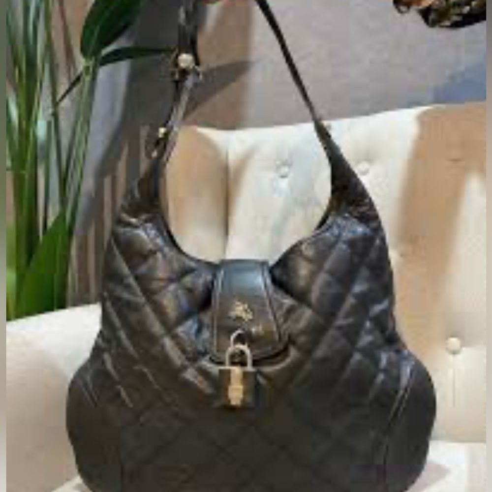 Burberry Brown Quilted Leather Hobo Bag